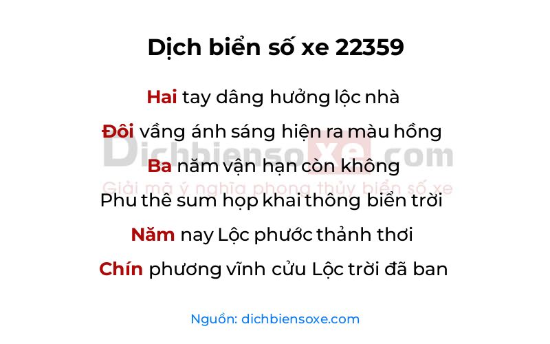 Dịch thơ biển số 22359