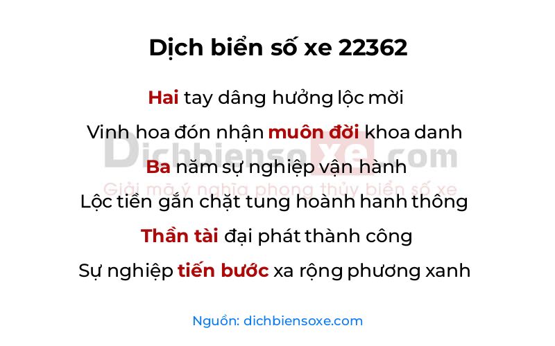 Dịch thơ biển số 22362