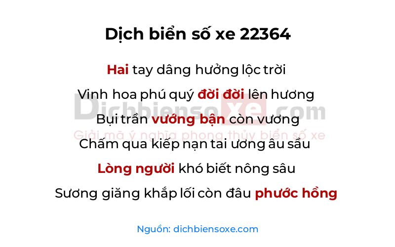 Dịch thơ biển số 22364