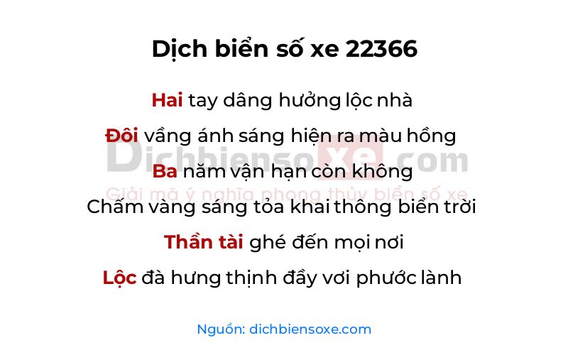 Dịch thơ biển số 22366