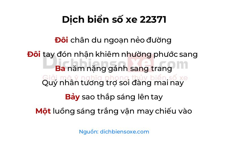 Dịch thơ biển số 22371