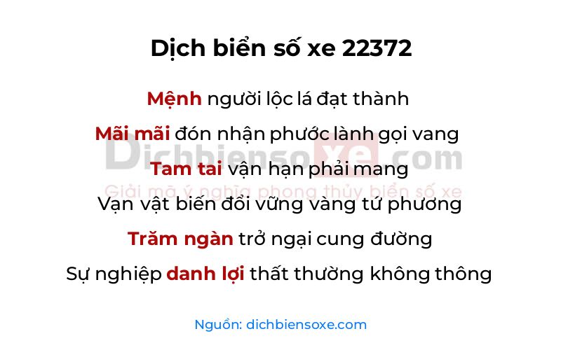 Dịch thơ biển số 22372