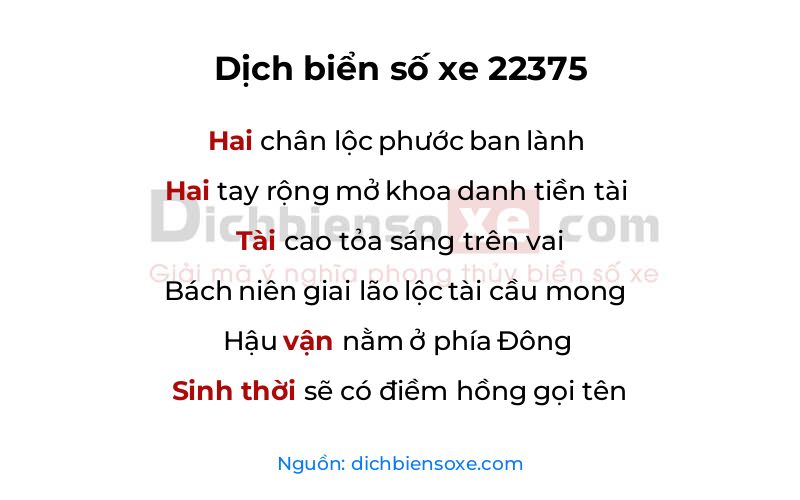 Dịch thơ biển số 22375