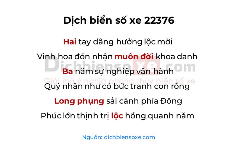 Dịch thơ biển số 22376
