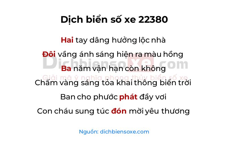 Dịch thơ biển số 22380