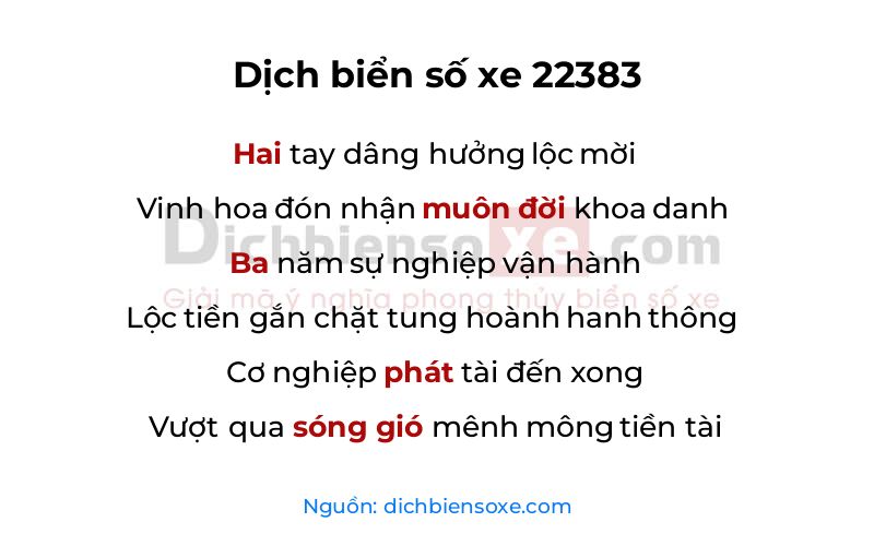 Dịch thơ biển số 22383