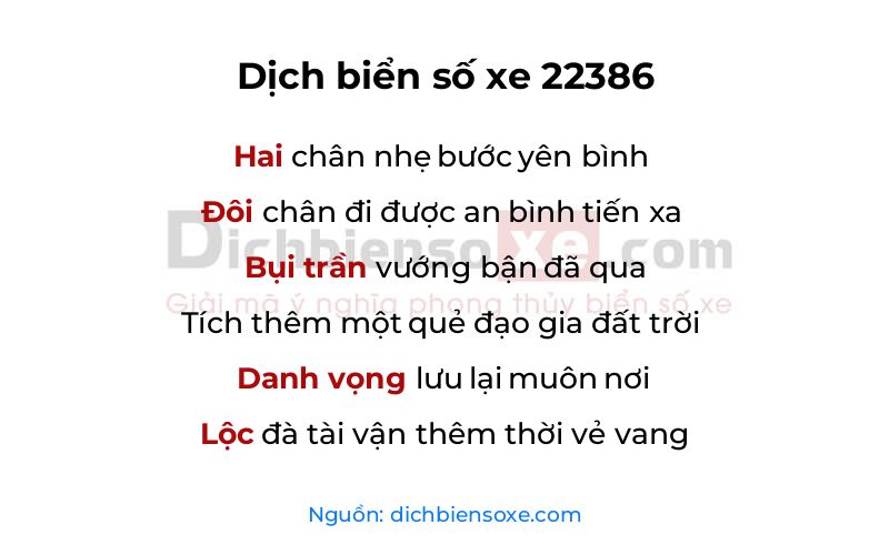 Dịch thơ biển số 22386