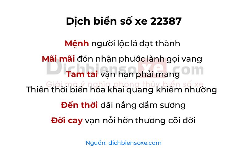 Dịch thơ biển số 22387
