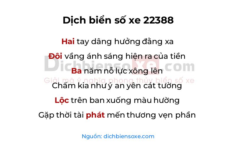 Dịch thơ biển số 22388