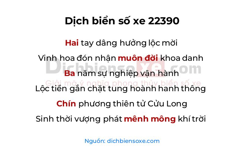 Dịch thơ biển số 22390