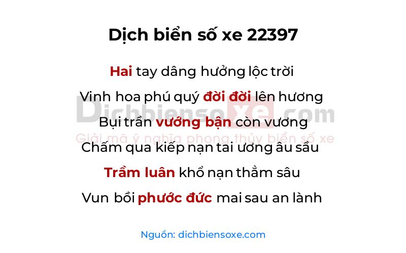 Dịch thơ biển số 22397
