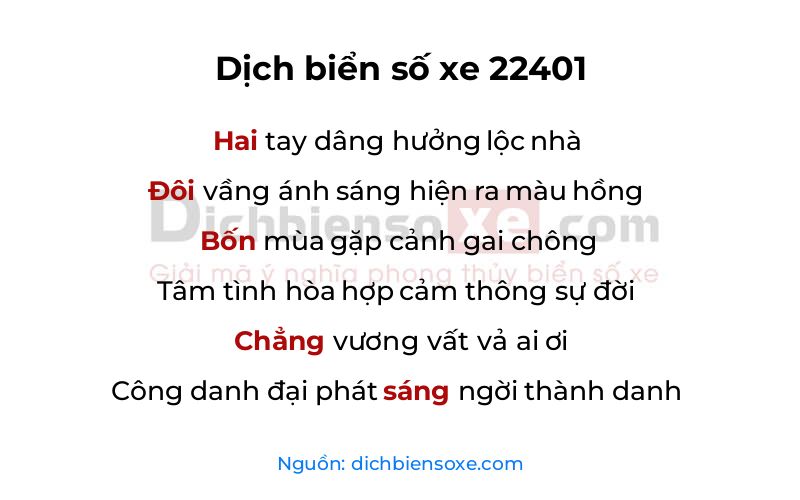 Dịch thơ biển số 22401