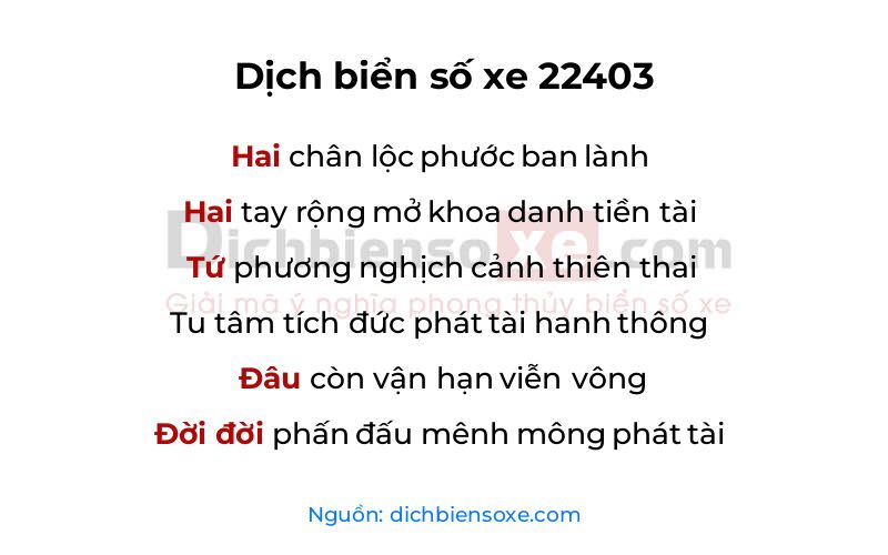 Dịch thơ biển số 22403