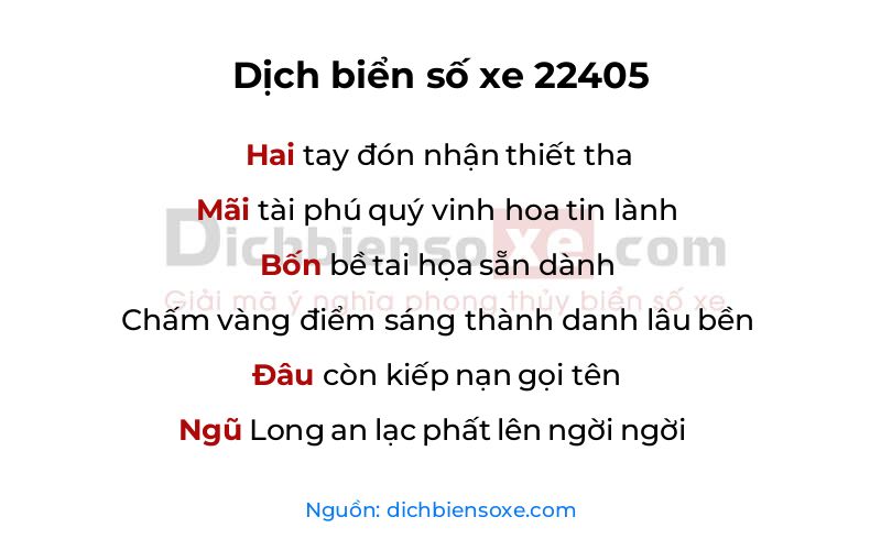 Dịch thơ biển số 22405