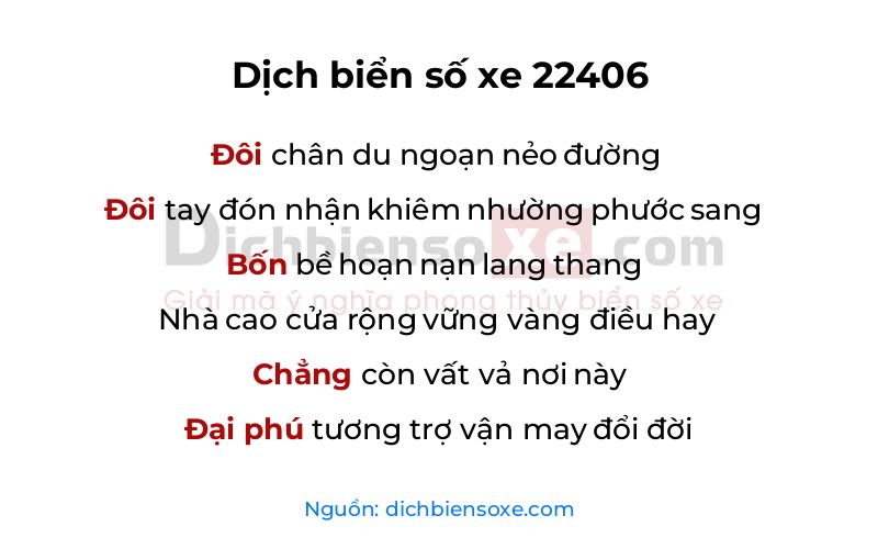 Dịch thơ biển số 22406