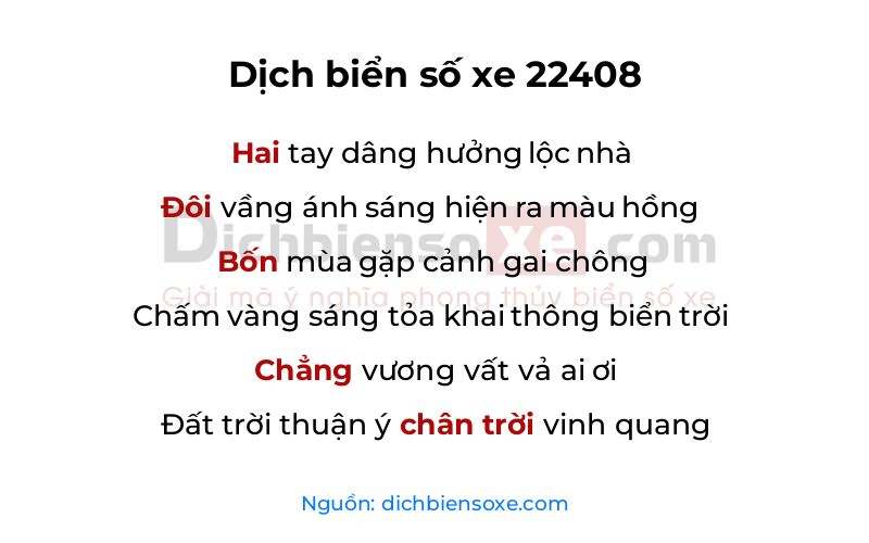 Dịch thơ biển số 22408