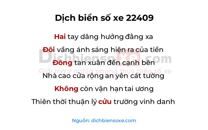 Dịch thơ biển số 22409