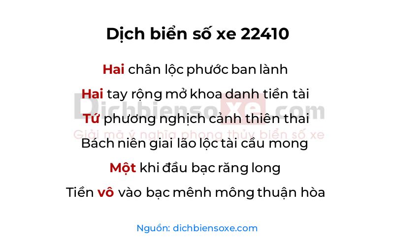 Dịch thơ biển số 22410