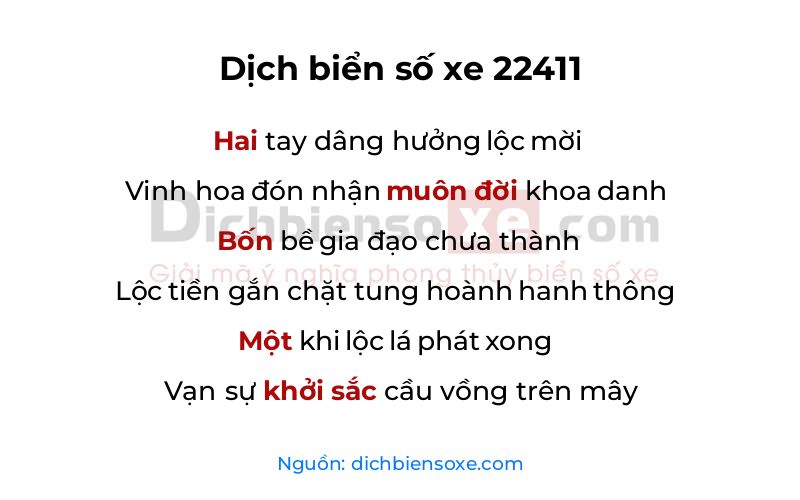 Dịch thơ biển số 22411