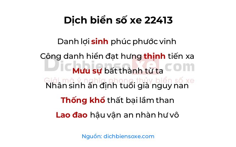 Dịch thơ biển số 22413