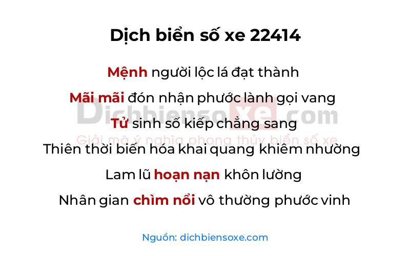 Dịch thơ biển số 22414
