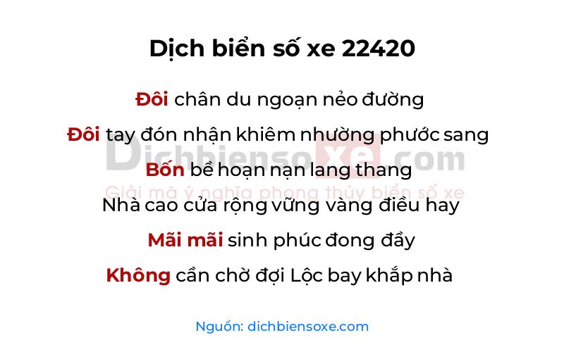 Dịch thơ biển số 22420