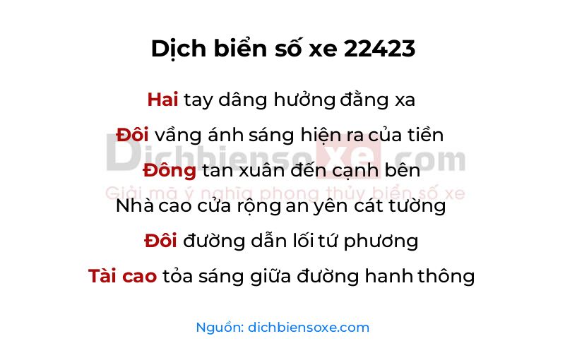 Dịch thơ biển số 22423
