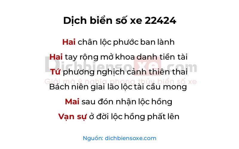 Dịch thơ biển số 22424