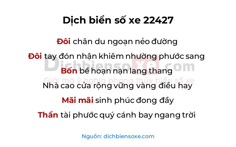 Dịch thơ biển số 22427