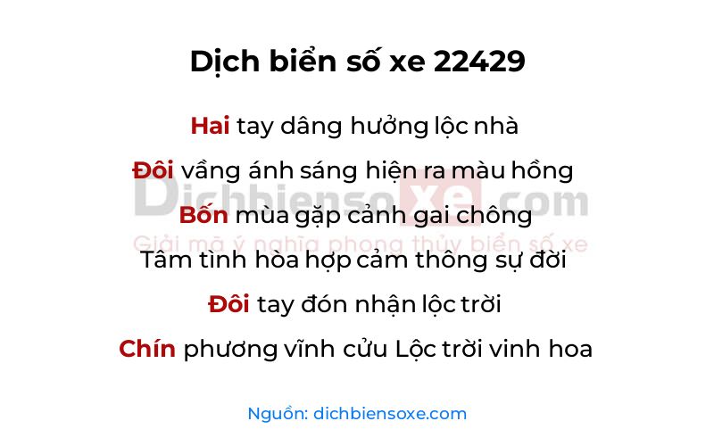 Dịch thơ biển số 22429