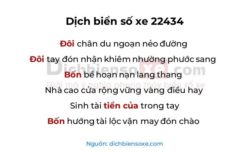 Dịch thơ biển số 22434