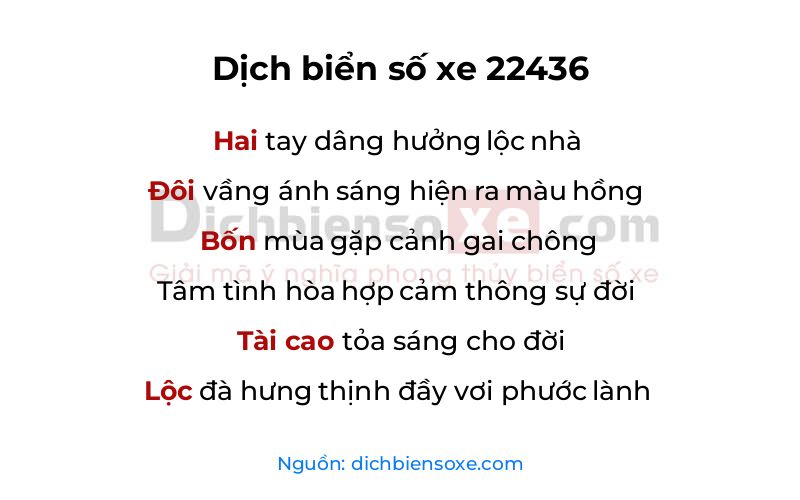 Dịch thơ biển số 22436
