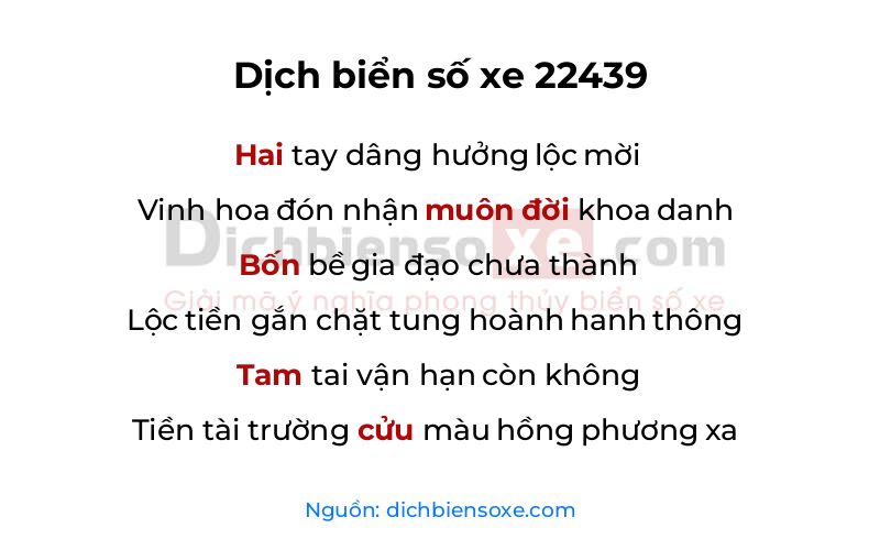 Dịch thơ biển số 22439