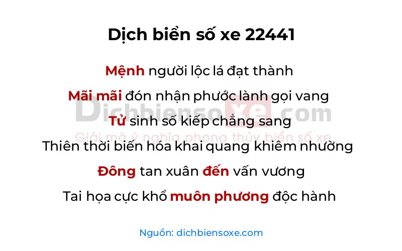 Dịch thơ biển số 22441