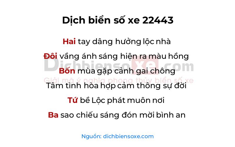 Dịch thơ biển số 22443