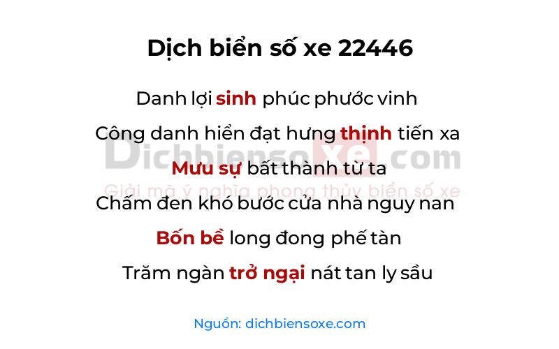 Dịch thơ biển số 22446