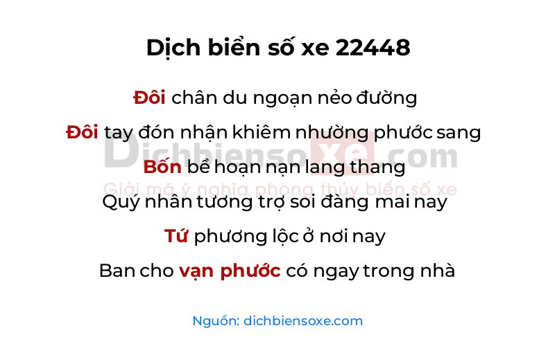 Dịch thơ biển số 22448