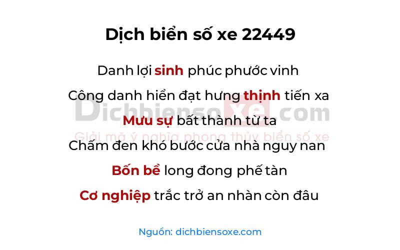 Dịch thơ biển số 22449