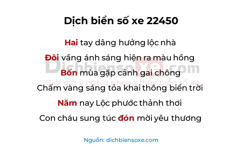 Dịch thơ biển số 22450