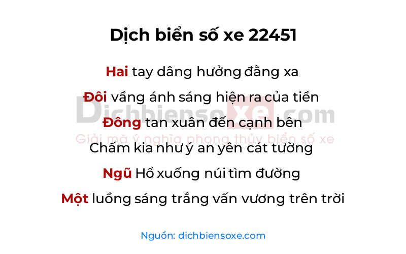 Dịch thơ biển số 22451