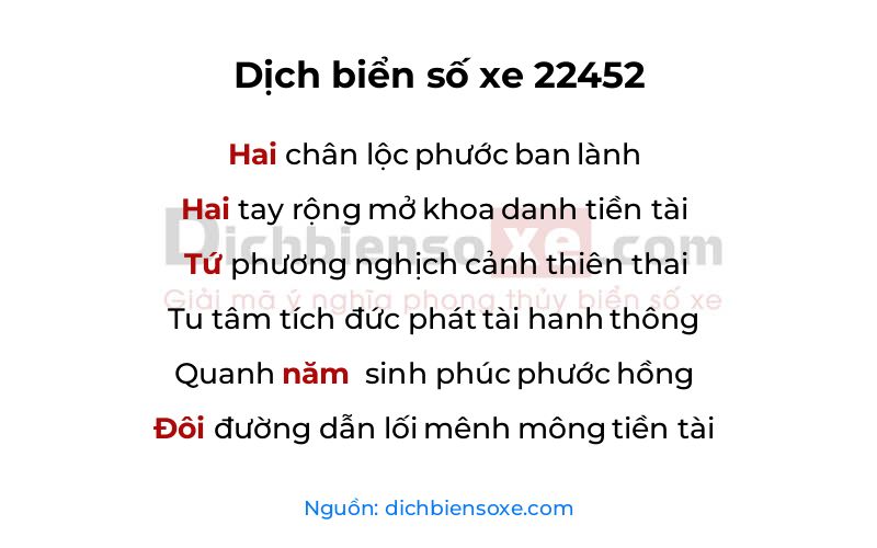 Dịch thơ biển số 22452