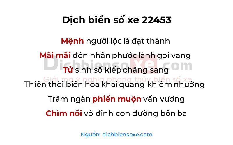 Dịch thơ biển số 22453