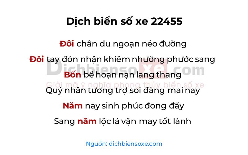 Dịch thơ biển số 22455