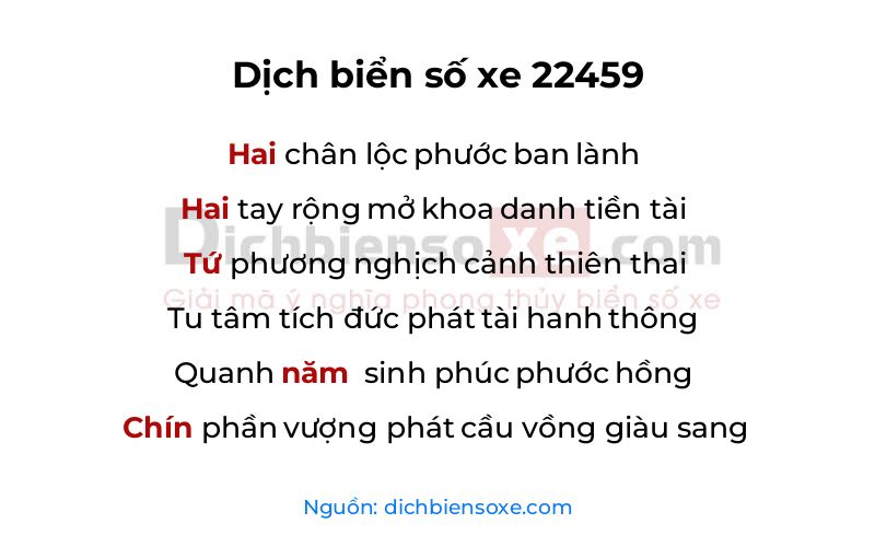 Dịch thơ biển số 22459