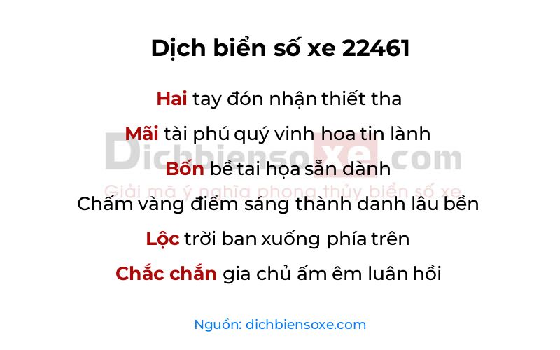 Dịch thơ biển số 22461