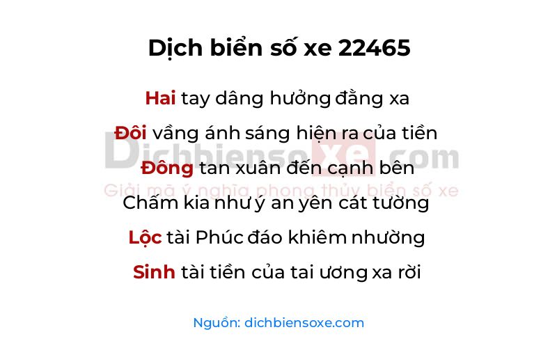 Dịch thơ biển số 22465