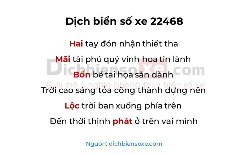 Dịch thơ biển số 22468