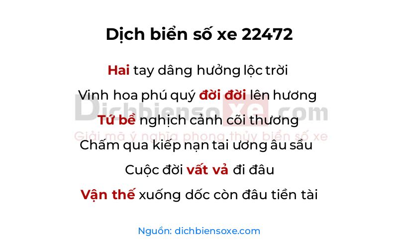 Dịch thơ biển số 22472