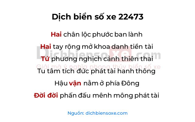 Dịch thơ biển số 22473