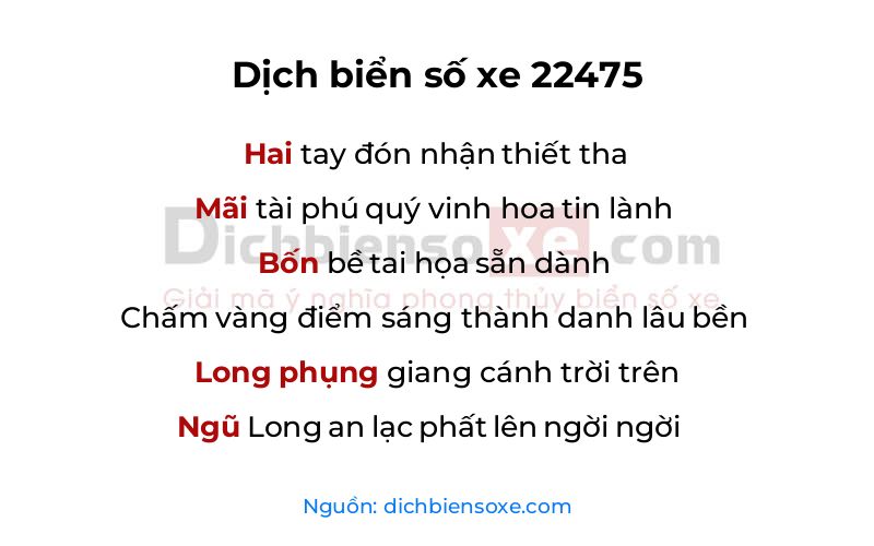 Dịch thơ biển số 22475